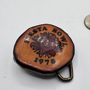 Vintage 1978 Fiesta Bowl wooden belt buckle